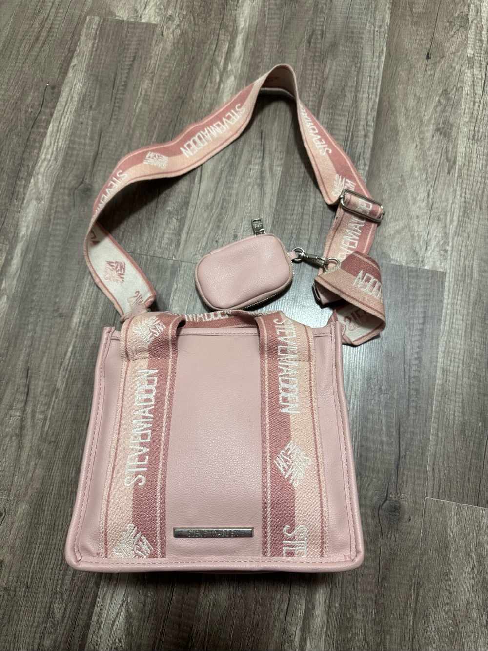 Steve Madden Blush Pink Crossbody Bag with Logo Strap